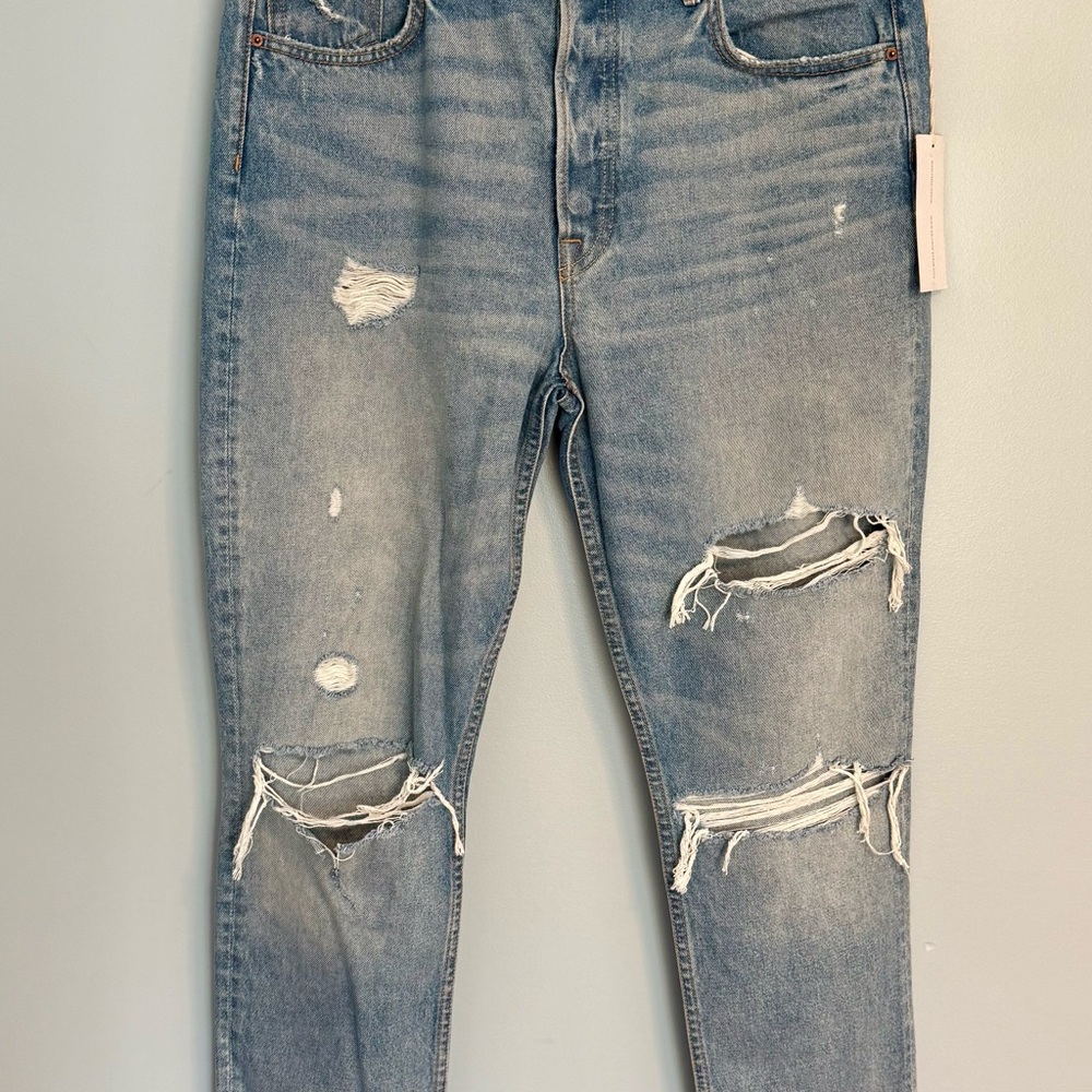 Grlfrnd Karolina Distressed High Rise Jeans in A Liitle More Love Wash 32 NWT - Picture 3 of 11